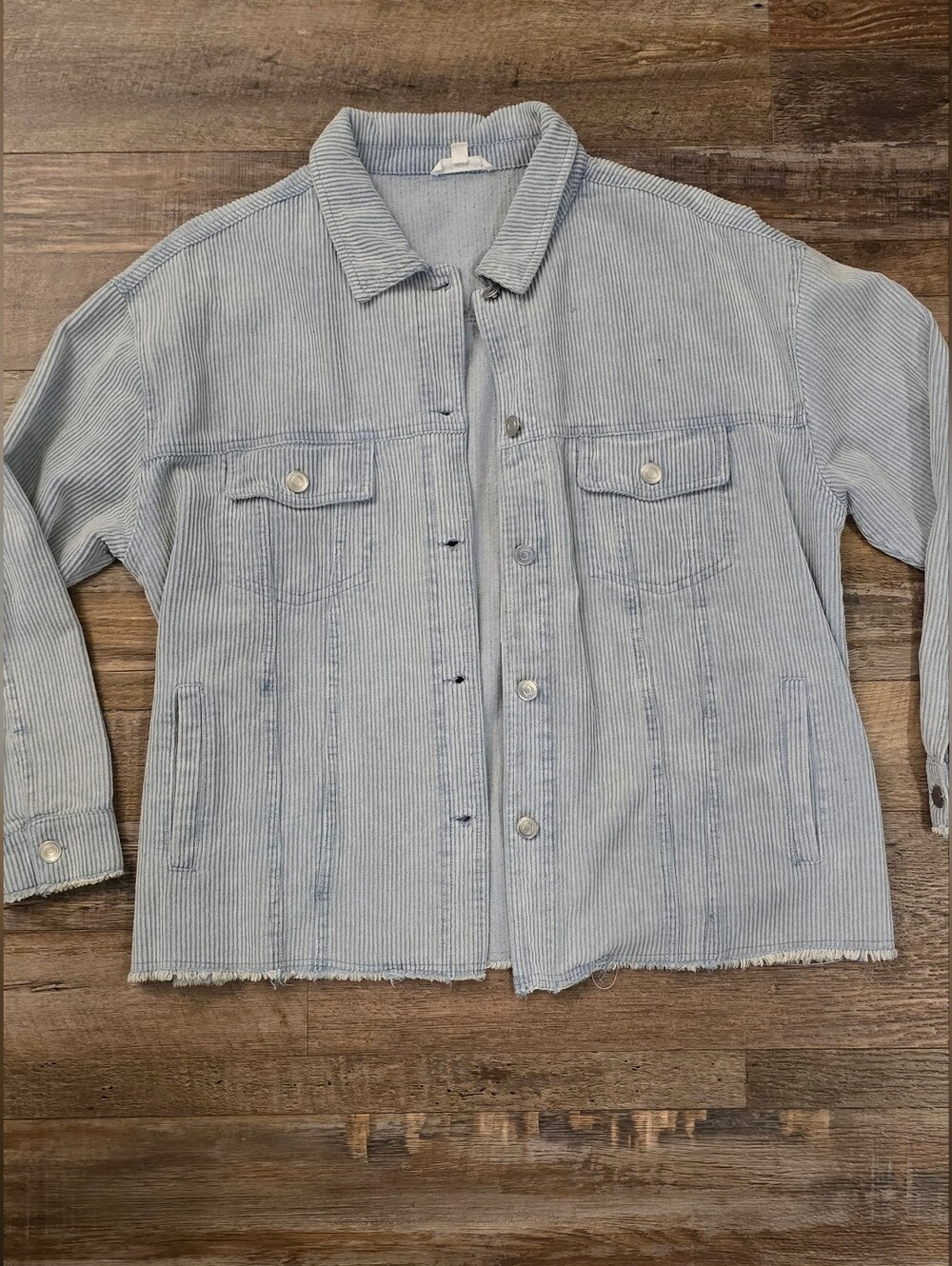 Newbury Kustom Vintage Light Blue Striped Corduroy Jacket Size S